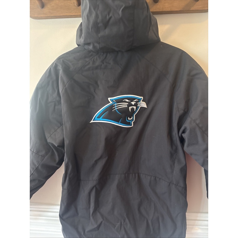 Vintage 90s Carolina Panthers Reebok on Field Coat Jacket Y2K L 14-16 Black - Picture 2 of 4